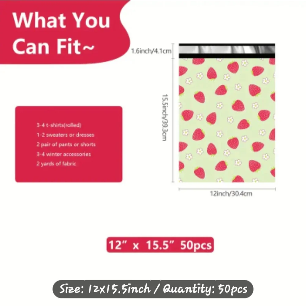 Strawberry Polymailers 12.5 x 15 Set of 10